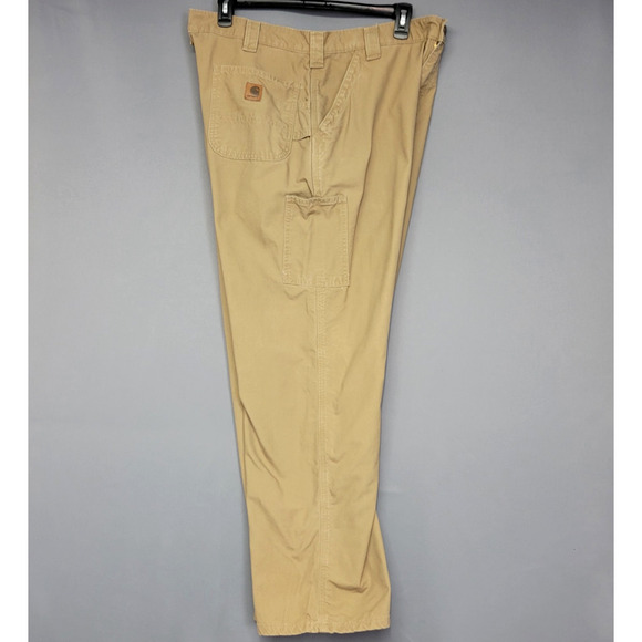 Carhartt Dungaree Fit Carpenters Pants Mens 40" x 32" Canvas Work Tan Pockets - Picture 1 of 15